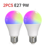 Tuya E27 Smart Light Bulb 9W LED Lamp Dimmable Bulb Timer RGBCW LED Light Smart Life App Control Support Alexa Google Home Alice