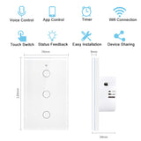 Tuya WiFi Smart Light Switch Alexa Google Home 110V 220V No Neutral Wire Single Fire RF433Mhz Remote 1 2 3 Gang