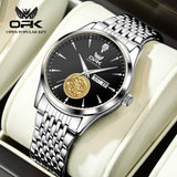 Original Quartz Men Watch Waterproof Luminous Dual Calendar Stainless Steel Wristwatch Luxury Watches