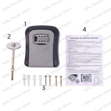 Wall Mount Key Lock Box 4 Digit Password Code Security Lock No Key for Home Office Key Safe Secret Storage Box Organizer
