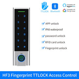 Zine-Alloy IP66 Waterproof Smart TTLock App  Bluetooth Fingerprint or Bell Access Control Keypad Opener Reader Door Lock System