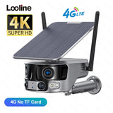4K 8MP 180 Ultra Wide View Angle 4G Solar Security Camera Outdoor WIFI 4X Zoom Dual Lens PIR Human Detection CCTV Camera