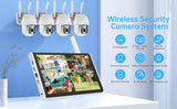 3MP WiFi Home Security Kit 10.1&quot;Monitor NVR Kit Wireless PTZ Security Camera System 2Way Audio CCTV Surveillance Cameras Set HDD