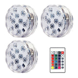 10leds RGB Led Submersible Light Underwater Night Lamp Battery Operated Garden Swimming Pool Light for Wedding Party Vase Bowl