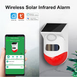Wireless Tuya Smart Life Flash Strobe Outdoor Solar Infrared Waterproof Siren Home Burglar Security Alarm System Use With PG107