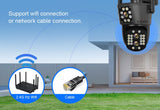 Looline 4K 8MP Linkage IP Camera Outdoor Three Lens Dual Screen WiFi PTZ 10X Optical Zoom Auto Tracking 2-Way Talk CCTV Camera