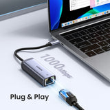 USB C Ethernet Adapter 1000/100Mbps USB Lan RJ45 Thunderbolt 3 for Laptop Macbook Samsung iPad USB Ethernet Network Card