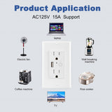 Wifi Smart Wall Outlet with USB Charger Double US Plug Switch Tuya Smart APP Remote Control Socket Work with Alexa Google Home