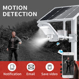 5MP 4G SIM Card Security Floodlight IP Camera Wireless 1080P Outdoor PTZ CCTV Surveillance Cam 40W 20A Battery Solar Panel CamHi