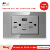 American Standard Dual USB Wall Socket Smart Home Appliance Plug Adapter Type-c 3.1A Fast Charging