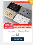 American Standard Dual USB Wall Socket Smart Home Appliance Plug Adapter Type-c 3.1A Fast Charging