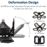 3-10 Panel Deformable LED Garage Light,industrial Lighting Led Ceiling Garage Lamp 8000LM E26/E27 6500K USA Warehouse Shop Light