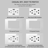 American Standard Dual USB Wall Socket Smart Home Appliance Plug Adapter Type-c 3.1A Fast Charging
