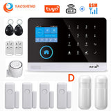 Wireless WIFI GSM Home Security Alarm System - Smart Life APP With Motion Sensor Detector Compatible With Alexa &amp; Google