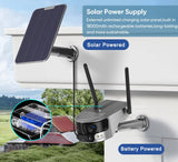 4K 8MP 180 Ultra Wide View Angle 4G Solar Security Camera Outdoor WIFI 4X Zoom Dual Lens PIR Human Detection CCTV Camera
