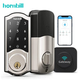 Hornbill Electronic WiFi Smart Door Lock With Gateway Remote Unlock Bluetooth Password Keyless Entry Locks For TTlock Home Safe