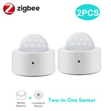 Zigbee 2 in 1 Mini PIR Motion Human Body Sensor Detector Security Alarm Brightness Luminance Detection Lux Meter Tuya Smart Life