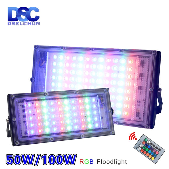 Flood Light Lamp AC220V Outdoor Lighting Floodlight Waterproof Reflector Led Rgb Spotlight with Remote