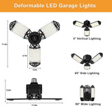 LED Garage Lights with 10 Adjustable Panels E26/E27 Ceiling Shop Work Lamp 80W 150W 6500K Bulb for Workshop Industrial Lighting
