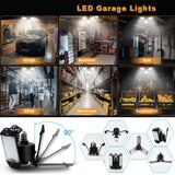 LED Garage Lights with 10 Adjustable Panels E26/E27 Ceiling Shop Work Lamp 80W 150W 6500K Bulb for Workshop Industrial Lighting