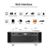 A2000 MINI Projector Home Cinema Theater Portable 3D LED Video Projectors Game Laser Beamer 4K 1080P Via HD Port Smart TV BOX