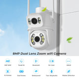 8MP 4K PTZ IP Camera Dual-Lens Human Detect CCTV Security Camera Night Vision Outdoor Wifi Surveillance Camera ICsee