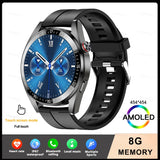 New Smart Watchsmart Mens 8G Memory Local Music Player 454*454 AMOLED Screen Bluetooth Call Sports Man Smartwatch For Samsung Huawei