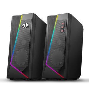 REDRAGON GS520 Anvil Aux 3.5mm Stereo Surround Music RGB Speakers Sound Bar for Computer 2.0 PC Home Notebook TV Loudspeakers