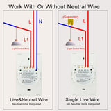 Tuya WiFi Smart Light Switch Alexa Google Home 110V 220V No Neutral Wire Single Fire RF433Mhz Remote 1 2 3 Gang