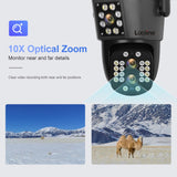 Looline 4K 8MP Linkage IP Camera Outdoor Three Lens Dual Screen WiFi PTZ 10X Optical Zoom Auto Tracking 2-Way Talk CCTV Camera
