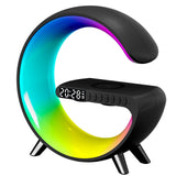 Multifunctional Wireless Charger Alarm Clock Bluetooth Speaker APP Control RGB Night Light Charging Station for Iphone Samsung
