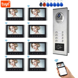 7 Inch WiFi Video Intercom for 2~12 Apartments Door Access Control System Tuya Smart APP Remote Unlock,Call and Monitor
