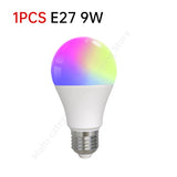 Tuya E27 Smart Light Bulb 9W LED Lamp Dimmable Bulb Timer RGBCW LED Light Smart Life App Control Support Alexa Google Home Alice