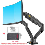 NB F195A 3-12kg Aluminum 22-32" Dual computer screen stand Gas Spring Arm Full Motion double PC Monitor Holder Support