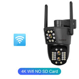 Looline 4K 8MP Linkage IP Camera Outdoor Three Lens Dual Screen WiFi PTZ 10X Optical Zoom Auto Tracking 2-Way Talk CCTV Camera
