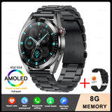 New Smart Watchsmart Mens 8G Memory Local Music Player 454*454 AMOLED Screen Bluetooth Call Sports Man Smartwatch For Samsung Huawei