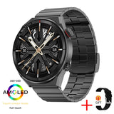 New smartwatch Men&#39;s AMOLED 390*390 HD screen forever displays time fitness bracelet waterproof stainless steel Bluetooth calls