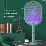 3 In 1 Electric Mosquito Swatter Mosquito Killer Lamp Killer Insect Killer 3000V Type-C Rechargeable Mosquito Killer Fly Killer