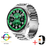New smartwatch Men&#39;s AMOLED 390*390 HD screen forever displays time fitness bracelet waterproof stainless steel Bluetooth calls