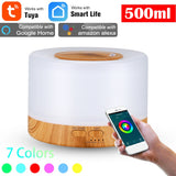 Smart WiFi 500ml Aromatherapy Essential Oil Diffuser Air Humidifier, Connect with Tuya, Alexa and Google Home with 7 LED Colors