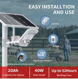 5MP 4G SIM Card Security Floodlight IP Camera Wireless 1080P Outdoor PTZ CCTV Surveillance Cam 40W 20A Battery Solar Panel CamHi