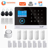 Wireless WIFI GSM Home Security Alarm System - Smart Life APP With Motion Sensor Detector Compatible With Alexa &amp; Google