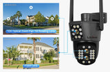 Looline 4K 8MP Linkage IP Camera Outdoor Three Lens Dual Screen WiFi PTZ 10X Optical Zoom Auto Tracking 2-Way Talk CCTV Camera