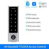 Zine-Alloy IP66 Waterproof Smart TTLock App  Bluetooth Fingerprint or Bell Access Control Keypad Opener Reader Door Lock System