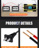 12V / 24V Car Battery Charger Full Automatic Intelligent Fast Charging Pulse Repair Charger for AGM GEL WET Lead Acid