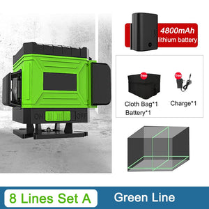 8/12/16 Lines 360 Laser Level Remote Control Self-Leveling Horizontal Vertical Green Beam Nível Laser 3/4D Level Household Tools