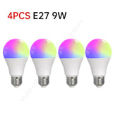 Tuya E27 Smart Light Bulb 9W LED Lamp Dimmable Bulb Timer RGBCW LED Light Smart Life App Control Support Alexa Google Home Alice