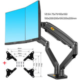 NB F195A 3-12kg Aluminum 22-32" Dual computer screen stand Gas Spring Arm Full Motion double PC Monitor Holder Support