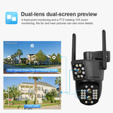 Looline 4K 8MP Linkage IP Camera Outdoor Three Lens Dual Screen WiFi PTZ 10X Optical Zoom Auto Tracking 2-Way Talk CCTV Camera