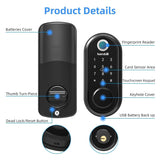 Wifi Fingerprint Smart Door Lock Biometric Keyless Entry Front Lock Remote Control Keypad Electronic Deadbolt Lock Home